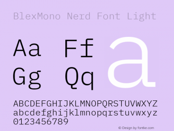 Blex Mono Light Nerd Font Complete Version 2.000 Font Sample