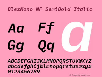 Blex Mono SemiBold Italic Nerd Font Complete Mono Windows Compatible Version 2.000 Font Sample