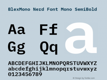 Blex Mono SemiBold Nerd Font Complete Mono Version 2.000 Font Sample