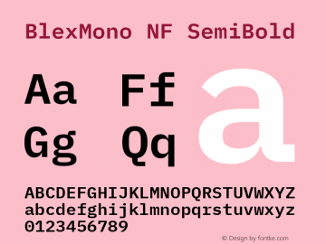 Blex Mono SemiBold Nerd Font Complete Windows Compatible Version 2.000 Font Sample
