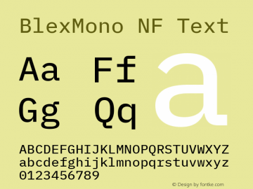 Blex Mono Text Nerd Font Complete Windows Compatible Version 2.000 Font Sample