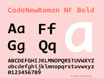 Code New Roman Bold Nerd Font Complete Mono Windows Compatible Version 1.90 November 29, 2014图片样张