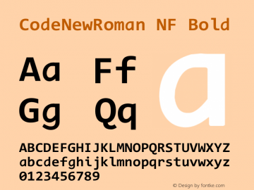 Code New Roman Bold Nerd Font Complete Windows Compatible Version 1.90 November 29, 2014图片样张