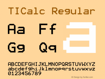 TI-84+CSE, TI-84+CE, and TI-83PCE Large OS Font Version 001.000 Font Sample