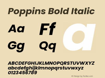 Poppins Bold Italic Version 3.100;PS 1.000;hotconv 16.6.54;makeotf.lib2.5.65590图片样张