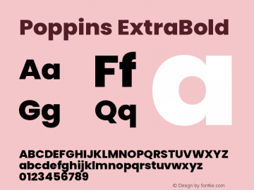 Poppins ExtraBold Version 3.100;PS 1.000;hotconv 16.6.54;makeotf.lib2.5.65590 Font Sample