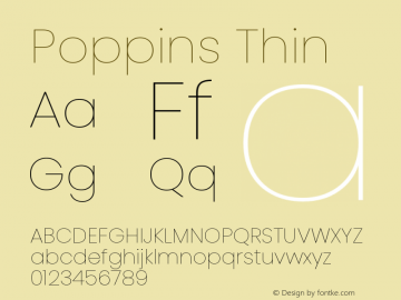 Poppins Thin Version 3.100;PS 1.000;hotconv 16.6.54;makeotf.lib2.5.65590 Font Sample