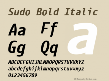 Sudo Bold Italic Version 0.034 Font Sample