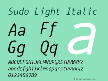 Sudo Light Italic Version 0.034 Font Sample