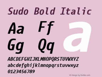 Sudo Bold Italic Version 0.035 Font Sample