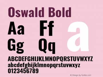 Oswald Bold Version 4.101; ttfautohint (v1.8.1.43-b0c9) Font Sample