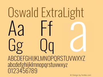 Oswald ExtraLight Version 4.101 Font Sample