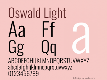 Oswald Light Version 4.101 Font Sample