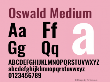 Oswald Medium Version 4.101 Font Sample