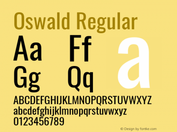 Oswald Regular Version 4.101; ttfautohint (v1.8.1.43-b0c9) Font Sample