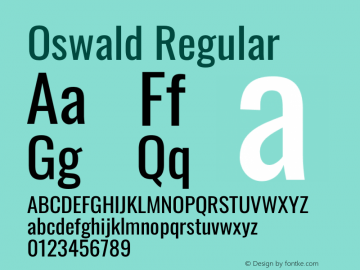 Oswald Regular Version 4.101 Font Sample