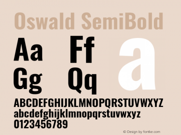 Oswald SemiBold Version 4.101; ttfautohint (v1.8.1.43-b0c9) Font Sample