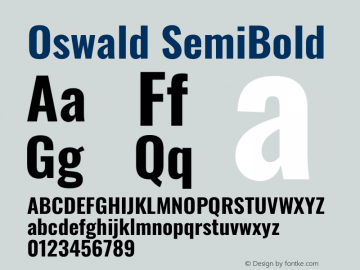 Oswald SemiBold Version 4.101 Font Sample