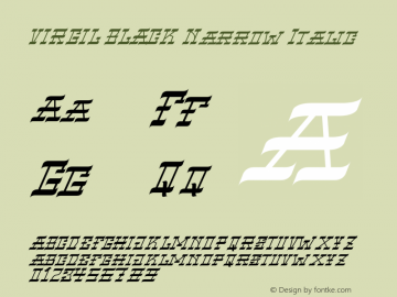 VIRGIL BLACK Narrow Italic Version 1.002;Fontself Maker 3.1.1 Font Sample