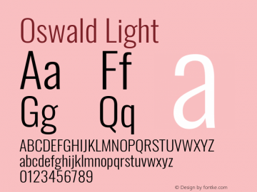 Oswald Light Version 4.101; ttfautohint (v1.8.1.43-b0c9) Font Sample