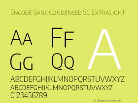 Encode Sans Cond SC XLght Version 3.000; ttfautohint (v1.8.2) -l 8 -r 50 -G 200 -x 14 -D latn -f none -a nnn -X 