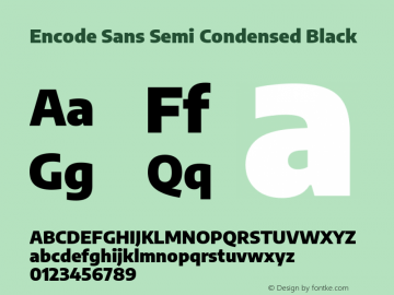 Encode Sans Semi Cond Black Version 3.000; ttfautohint (v1.8.2) -l 8 -r 50 -G 200 -x 14 -D latn -f none -a nnn -X 