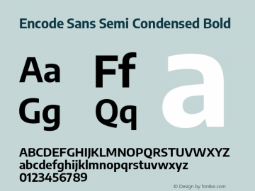 Encode Sans Semi Cond Bold Version 3.000; ttfautohint (v1.8.2) -l 8 -r 50 -G 200 -x 14 -D latn -f none -a nnn -X 