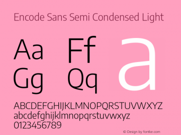 Encode Sans Semi Cond Lght Version 3.000; ttfautohint (v1.8.2) -l 8 -r 50 -G 200 -x 14 -D latn -f none -a nnn -X 