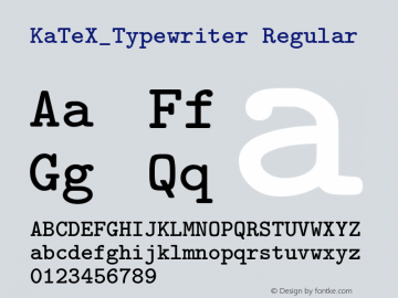 KaTeX_Typewriter-Regular Version 0.0.4 Font Sample