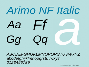 Arimo Italic Nerd Font Complete Windows Compatible Version 1.23 Font Sample