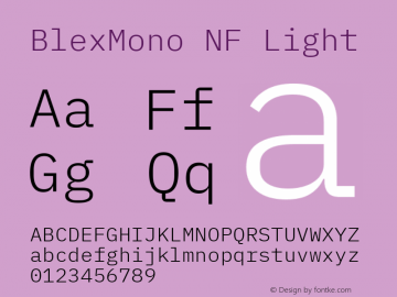 Blex Mono Light Nerd Font Complete Mono Windows Compatible Version 2.000 Font Sample