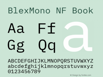 Blex Mono Nerd Font Complete Mono Windows Compatible Version 2.000 Font Sample