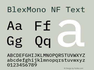 Blex Mono Text Nerd Font Complete Windows Compatible Version 2.000 Font Sample