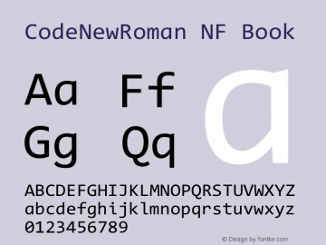 Code New Roman Nerd Font Complete Windows Compatible Version 2.10 March 29, 2015图片样张