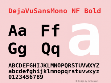 DejaVu Sans Mono Bold Nerd Font Complete Windows Compatible Version 2.37 Font Sample