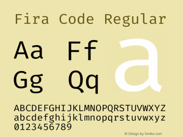 Fira Code Regular Version 1.206;PS 001.206;hotconv 1.0.88;makeotf.lib2.5.64775图片样张