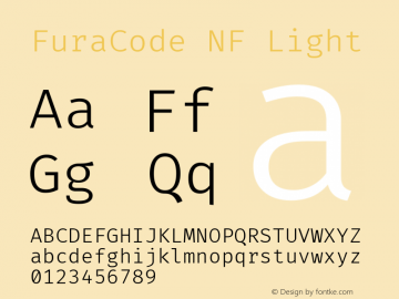 Fura Code Light Nerd Font Complete Mono Windows Compatible Version 1.206 Font Sample