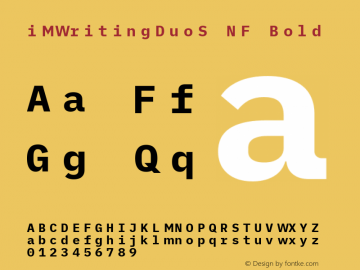 iM Writing Duo S Bold Nerd Font Complete Mono Windows Compatible Version 2.000 Font Sample