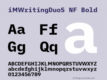 iM Writing Duo S Bold Nerd Font Complete Windows Compatible Version 2.000 Font Sample