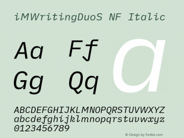 iM Writing Duo S Italic Nerd Font Complete Windows Compatible Version 2.000 Font Sample