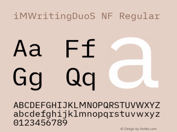 iM Writing Duo S Regular Nerd Font Complete Windows Compatible Version 2.000图片样张