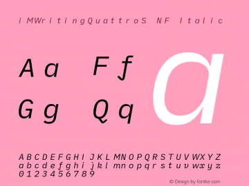 iM Writing Quattro S Italic Nerd Font Complete Mono Windows Compatible Version 2.000 Font Sample