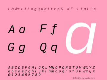 iM Writing Quattro S Italic Nerd Font Complete Mono Windows Compatible Version 2.000图片样张