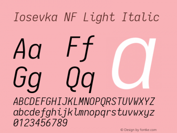 Iosevka Light Italic Nerd Font Complete Windows Compatible 2.1.0; ttfautohint (v1.8.2)图片样张