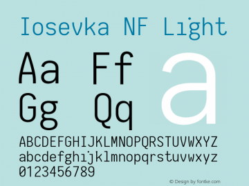 Iosevka Light Nerd Font Complete Mono Windows Compatible 2.1.0; ttfautohint (v1.8.2) Font Sample