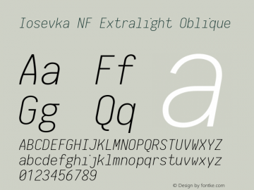 Iosevka Term Extralight Oblique Nerd Font Complete Mono Windows Compatible 2.1.0; ttfautohint (v1.8.2)图片样张
