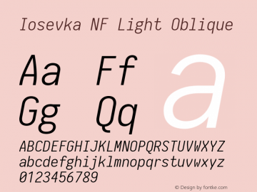 Iosevka Term Light Oblique Nerd Font Complete Windows Compatible 2.1.0; ttfautohint (v1.8.2)图片样张