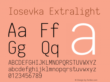 Iosevka Extralight 2.1.0; ttfautohint (v1.8.2) Font Sample