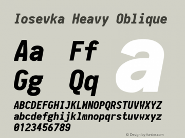 Iosevka Heavy Oblique 2.1.0; ttfautohint (v1.8.2) Font Sample