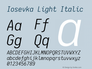 Iosevka Light Italic 2.1.0; ttfautohint (v1.8.2)图片样张